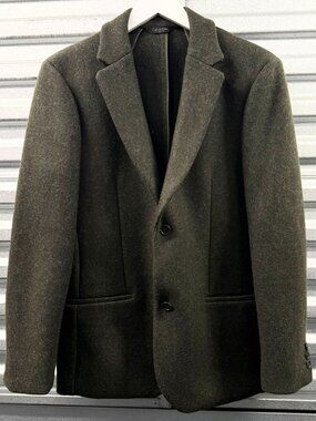 CALVIN KLEIN COLLECTION AW06 Dark Green Heavy Wool Blazer Jacket SZ IT 48 US 38